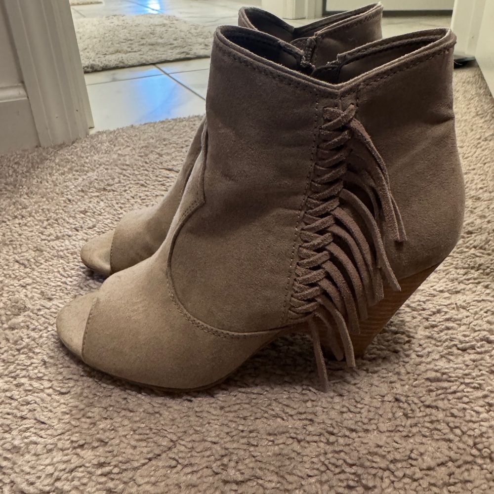 Carlos by Carlos Santana Fringe Suede Ankle Boots - Tan